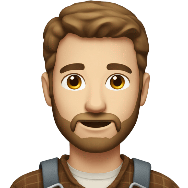 Male farmer, short thin beard (brown hair and BLUE eyes) emoji