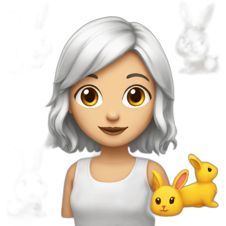 Fille avec lapin dans les bras emoji