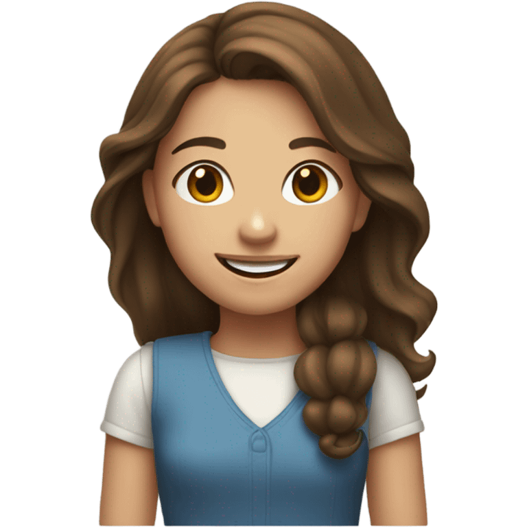 smiling girl with brown hair emoji