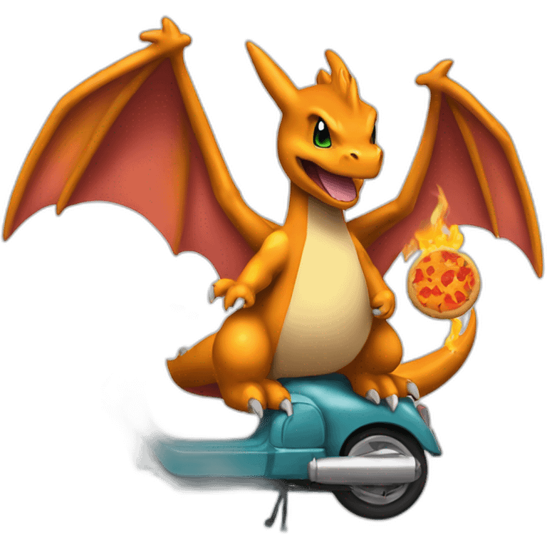 charizard on scooter do cookie emoji