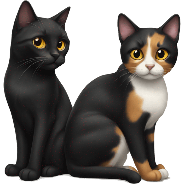 Black cat and calico  emoji