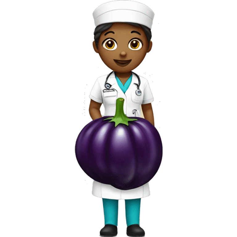 Nurse with an eggplant emoji