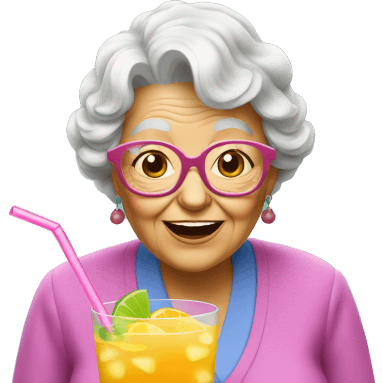 granny drink many coctail emoji