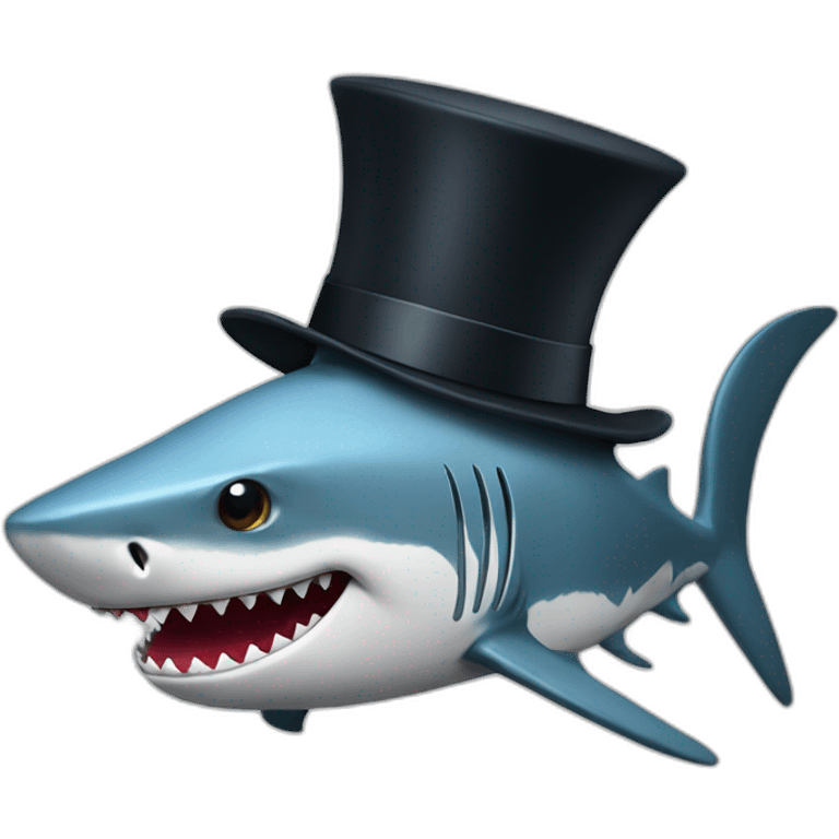 Shark with a top hat emoji