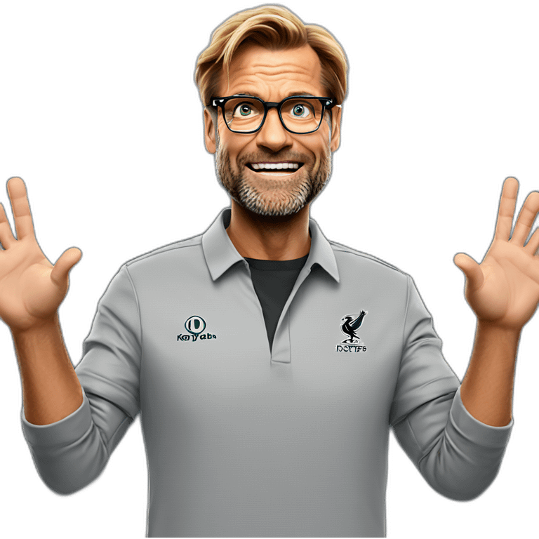 Jurgen Klopp shoulder shrug with hands up emoji