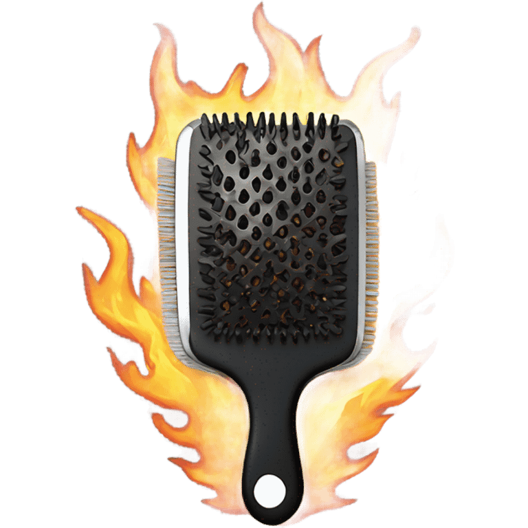 Hairbrush on fire emoji