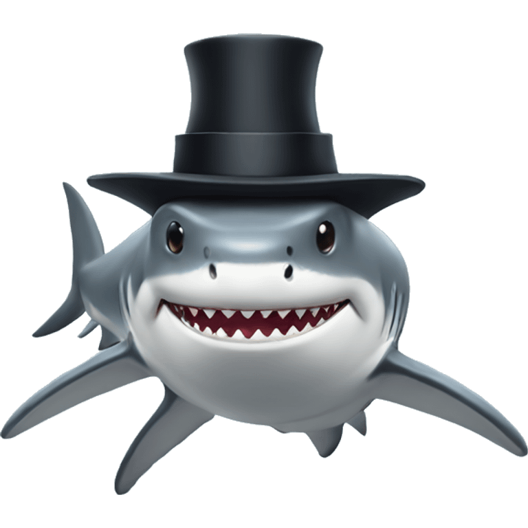 Shark with a top hat emoji