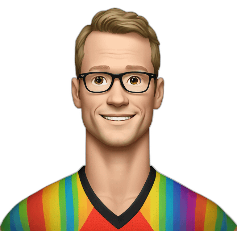 Jonathan Toews wearing glasses and rainbow clothes emoji