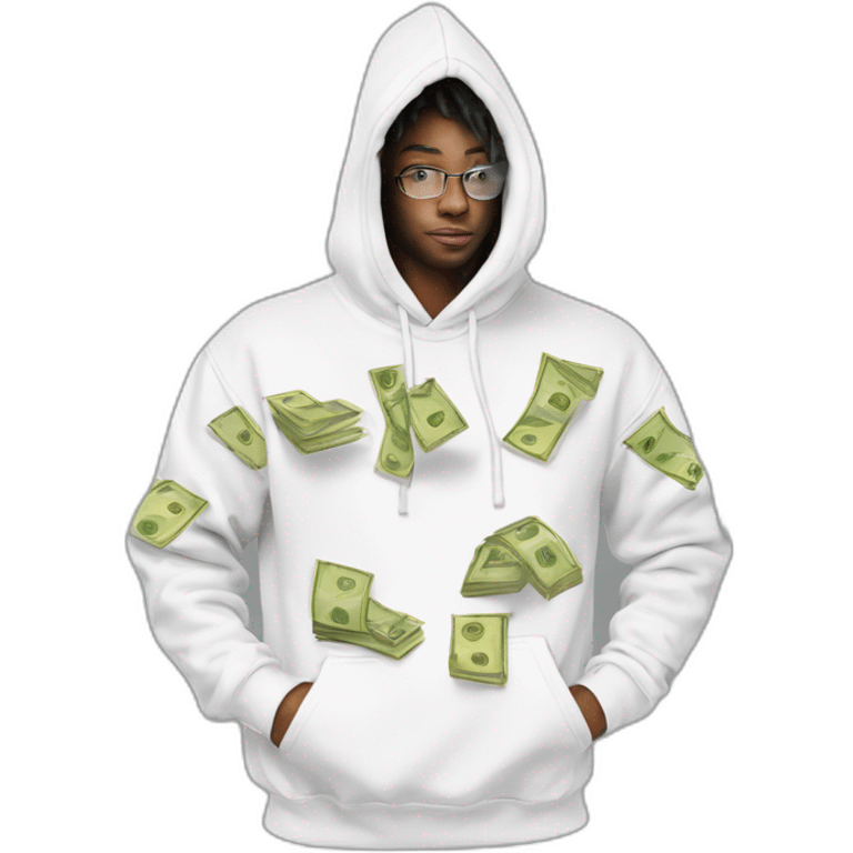 team working money white hoodie iridescente light emoji