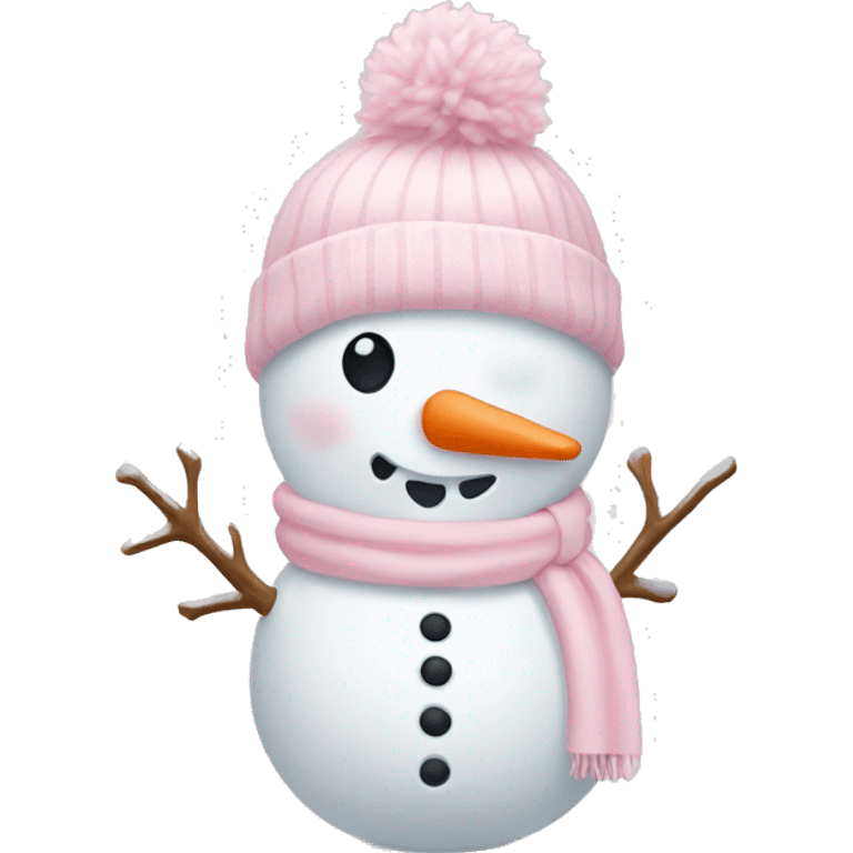 Cute white and light pink snowman emoji