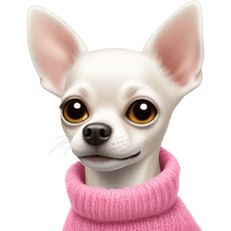 White chihuahua pink sweater  emoji