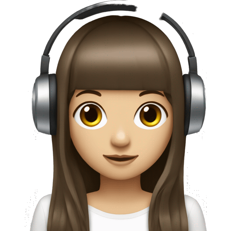 Girl Dj with cute frange and brunette haie emoji