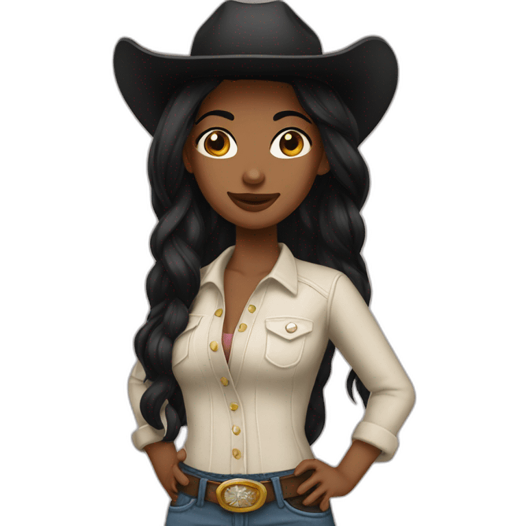 cowgirl straight black hair emoji