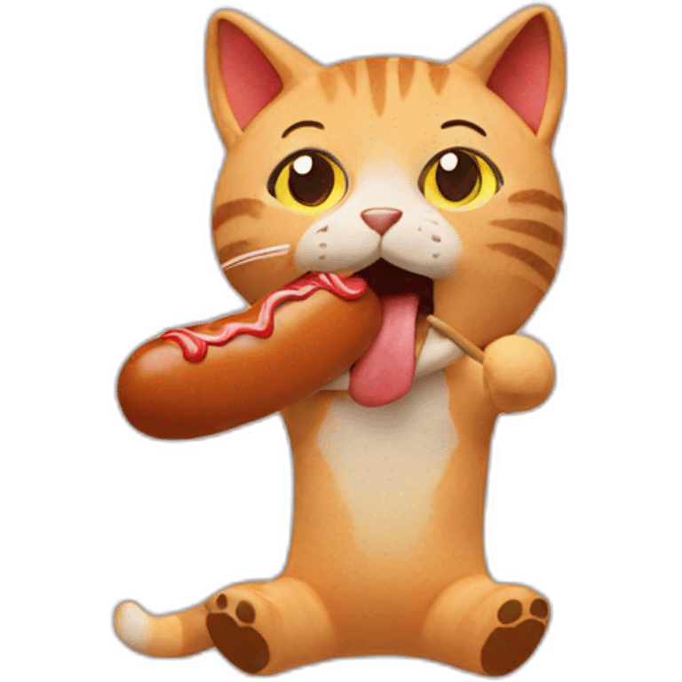 Cat plush eating sausage  emoji