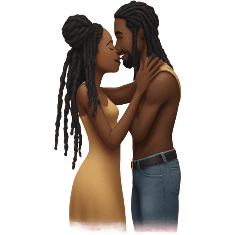 Black man with dreadlocks having a romantic kiss emoji