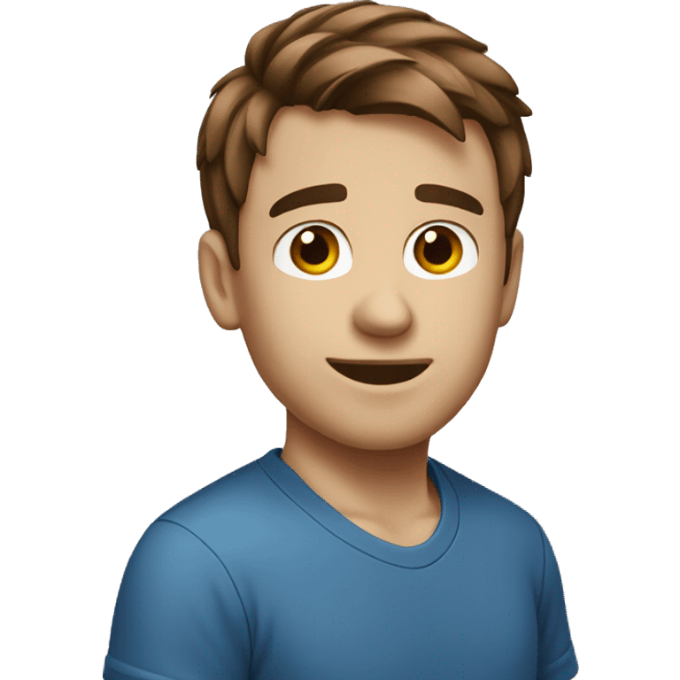 short brown hair male blue t-short emoji