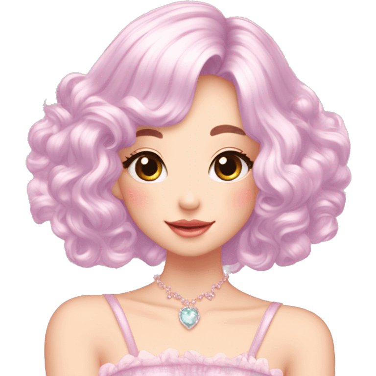 Dreamy pretty elegant kawaii shiny blushing shy pastel lady kawaii beautiful hair naturecore fairycore cottagecore jewels trending aesthetic emoji