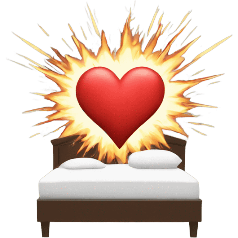 bed heart with explosion emoji