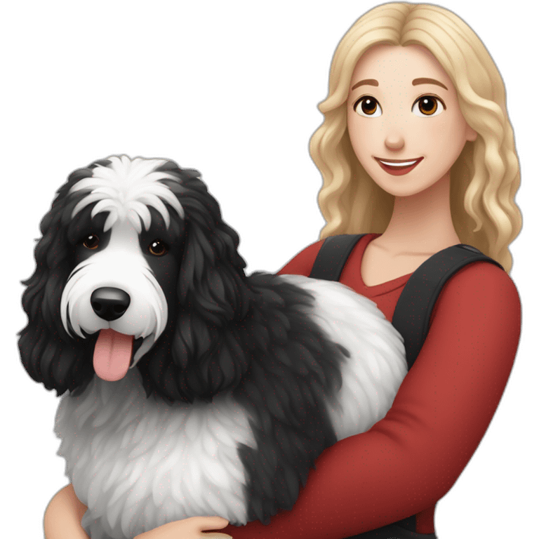 black-sheepadoodle-having-a-really-big-cuddle-with-white-lady-with-red-long-hair emoji