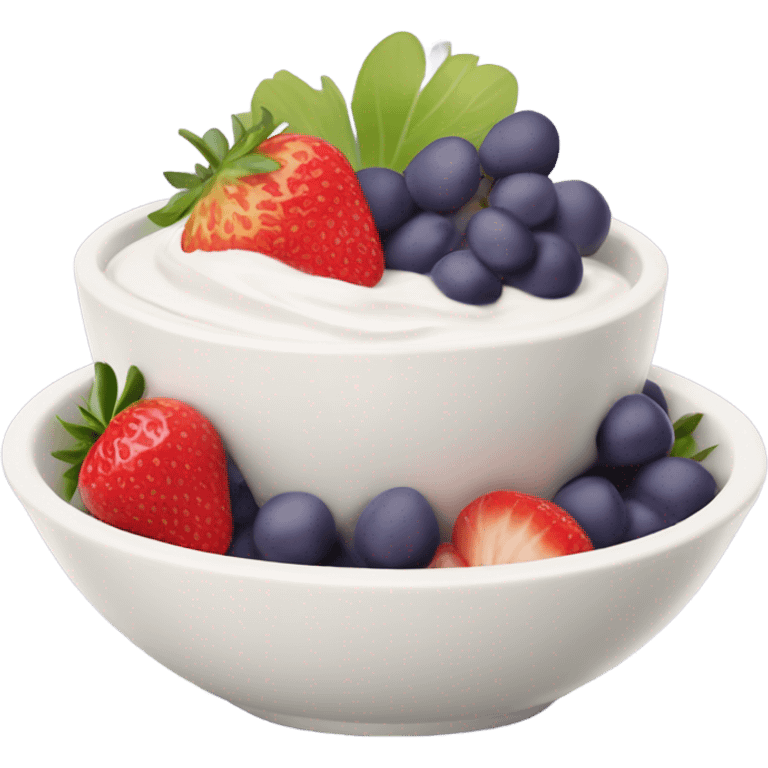 fruit yogurt bowl with strawberries and grapes emoji