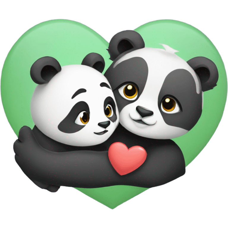 Panda and lion with heart, cute  emoji