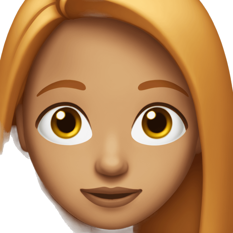 Tanned skin girl,ginger long straight hair,brown eyes and long eyelashes  emoji