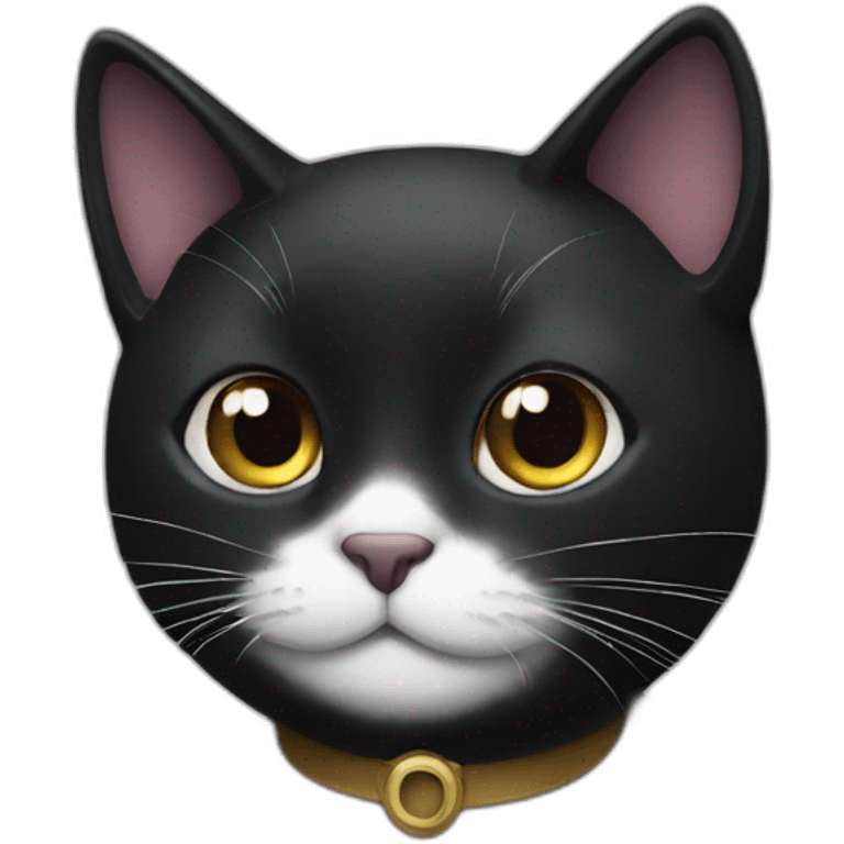 Black cat with white moustache and white chest emoji