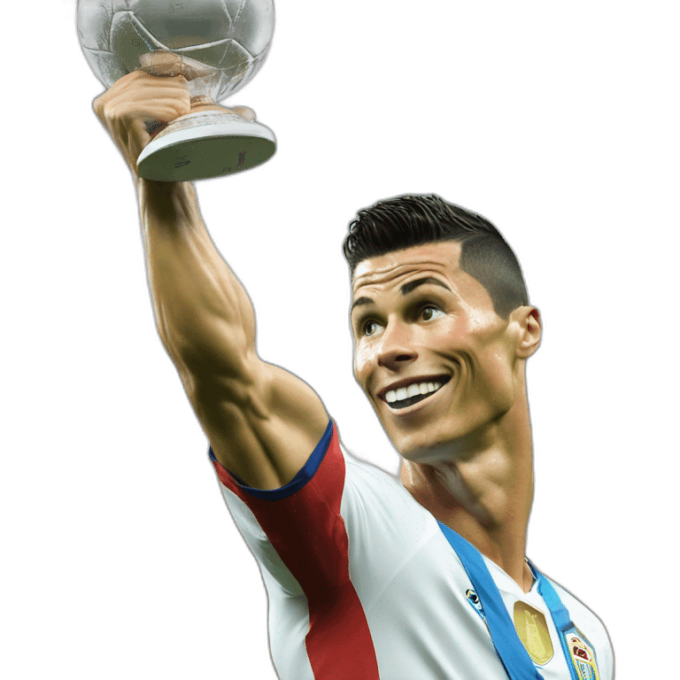 Cristiano Ronaldo con una copa del mundo  emoji