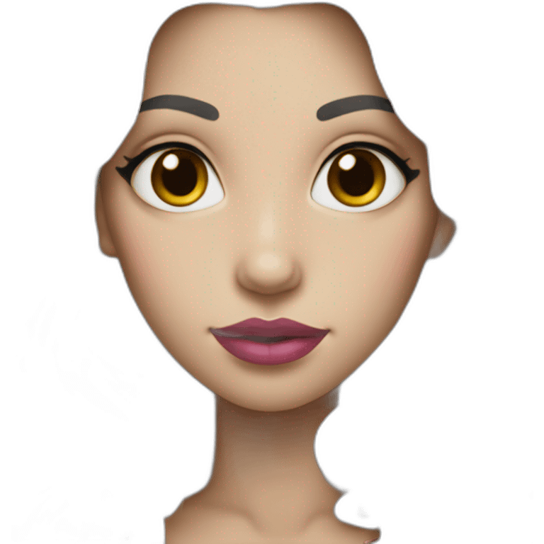 Woman with white skin, long dark hair, wavy hair and pink lips emoji