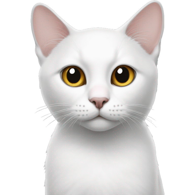 white cat with black spot next to right ear emoji