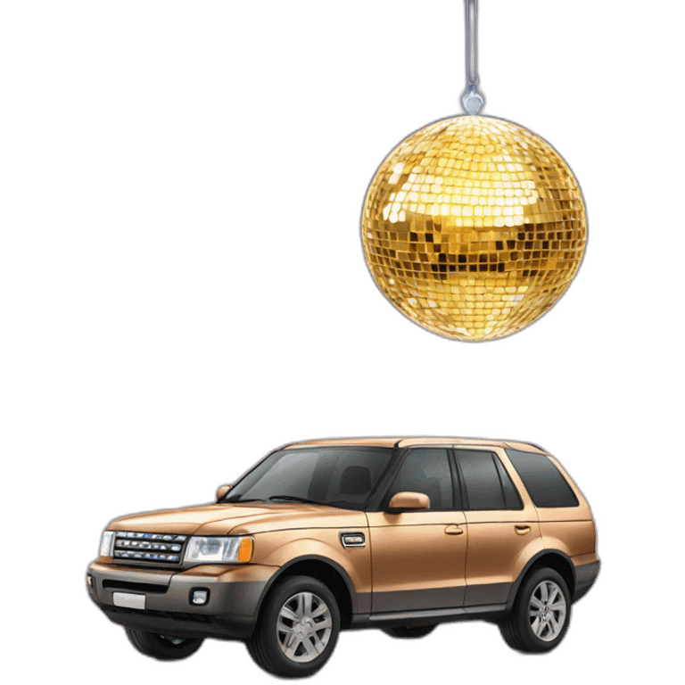 disco ball hanging on top of a shining car emoji