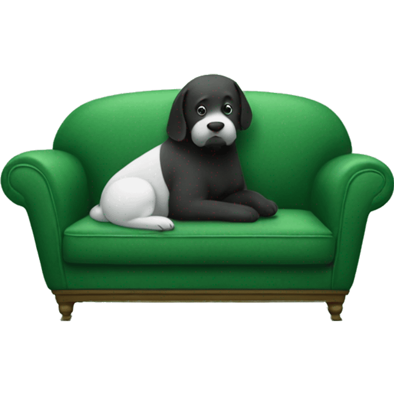 The black and white one on the green couch.  emoji