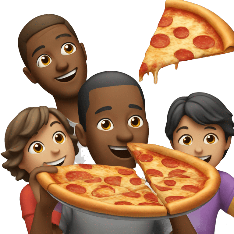 Guy eating pizza with kids emoji