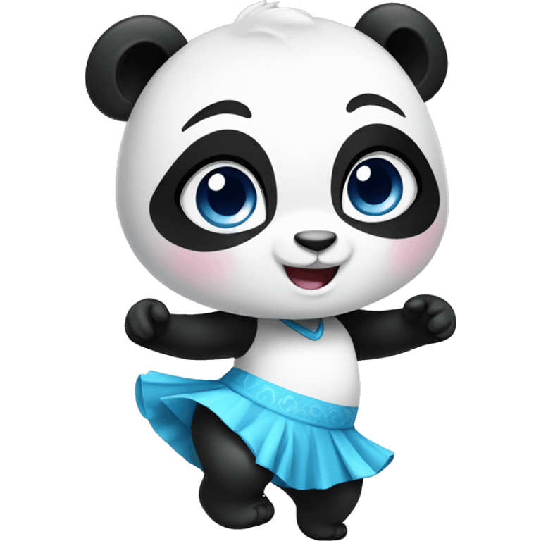 Female blue eyed baby panda dancing emoji