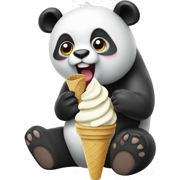 Panda eating ice cream emoji