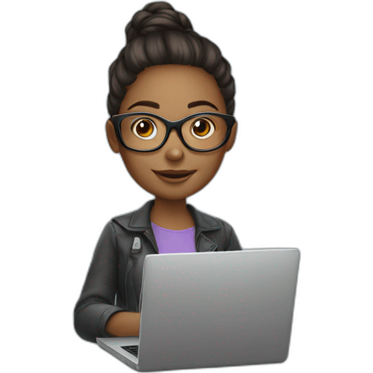 girl with laptop in glasses emoji