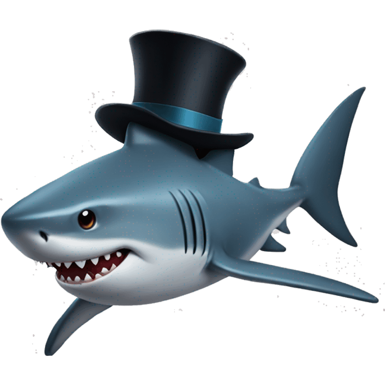 Shark wwith tophat emoji