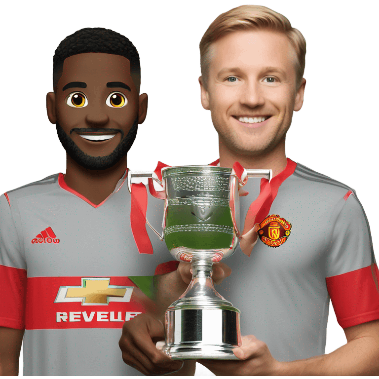 Person with a man united kit lifting the EFL Championship trophy emoji