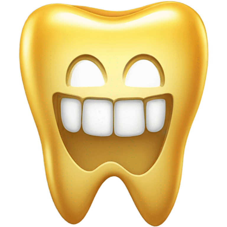 A golden tooth with a golden smile  emoji