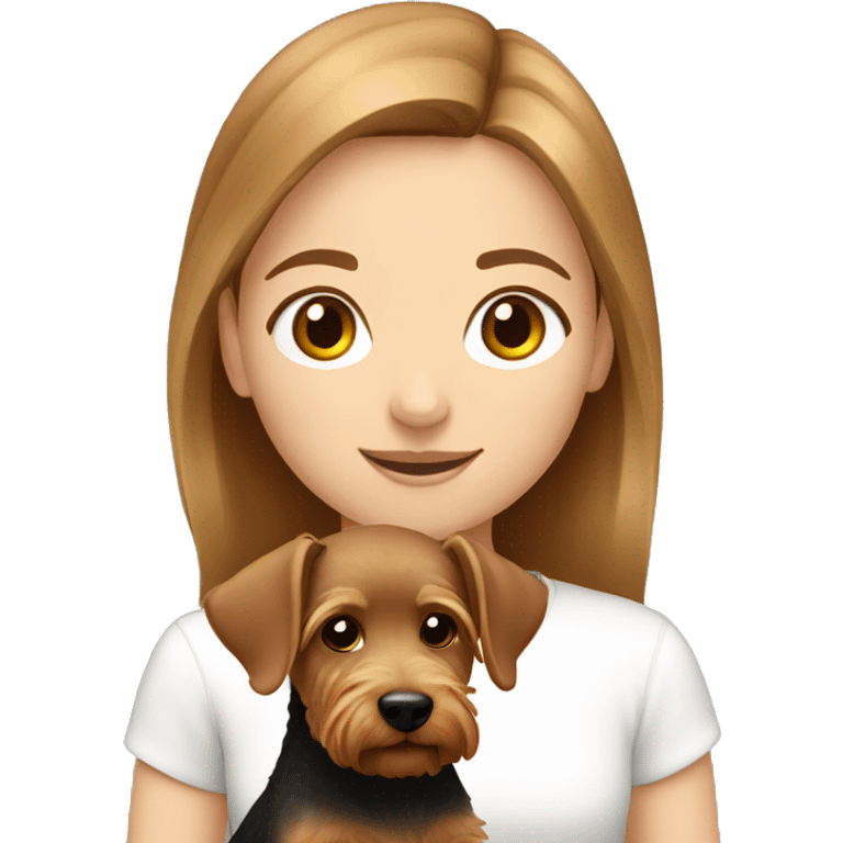 Light brown hair girl with welsh terrier emoji