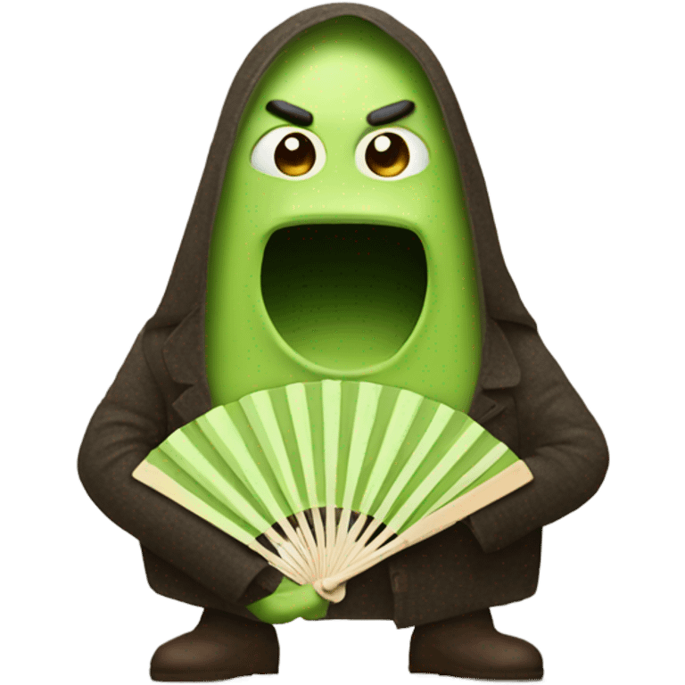 An avo man putting on a fan emoji