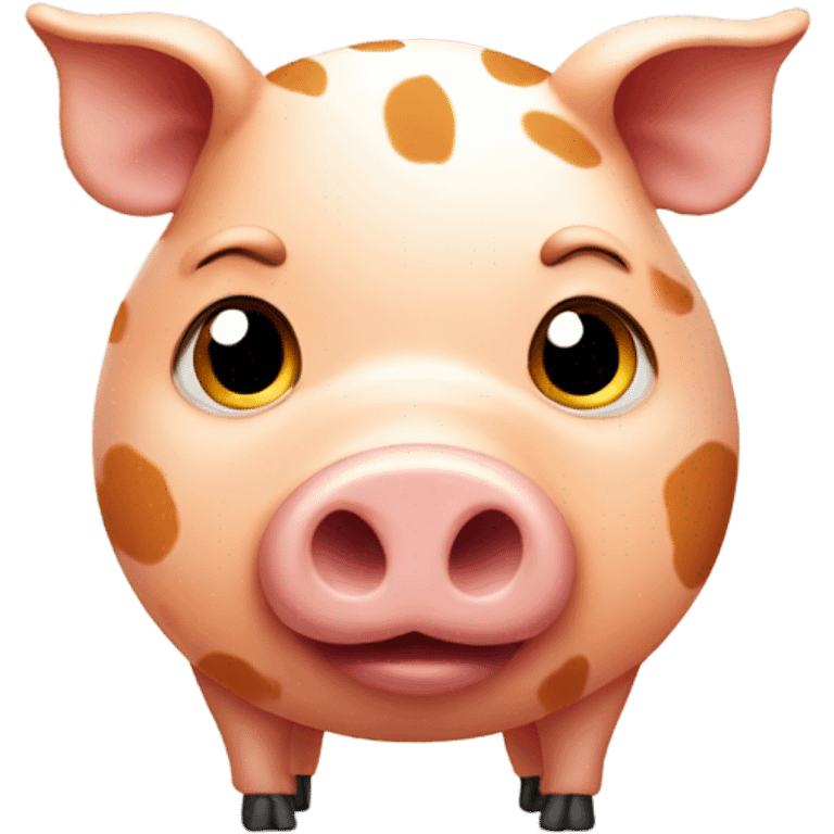 Fat orange spotted pig standing impatient emoji