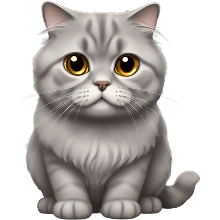 gray scottish fold long-hair cat emoji