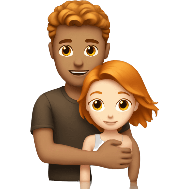 Brunette guy with ginger girl hugging emoji