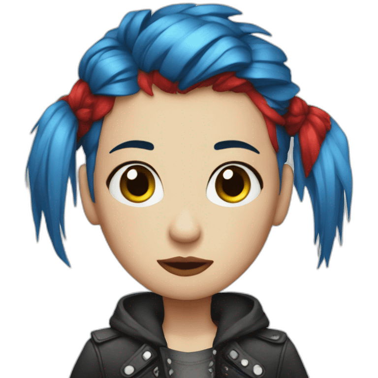 Short blue and red hair punk girl emoji