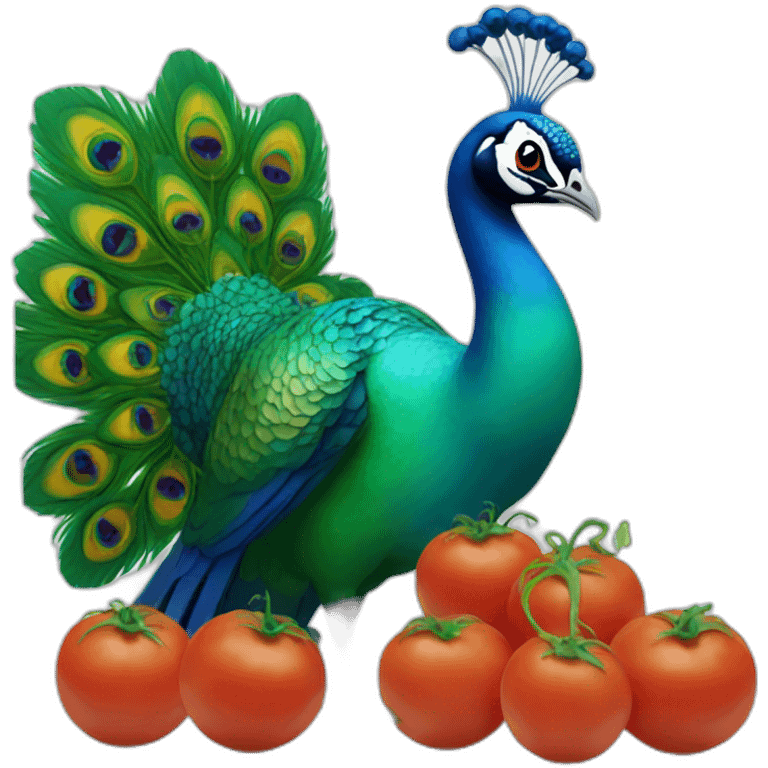 Peacock eating tomato emoji