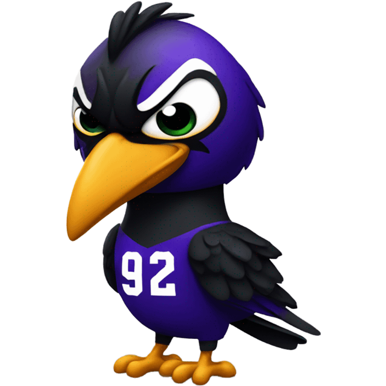 Angry Raven Bird wearing a football jersey with number 92 emoji