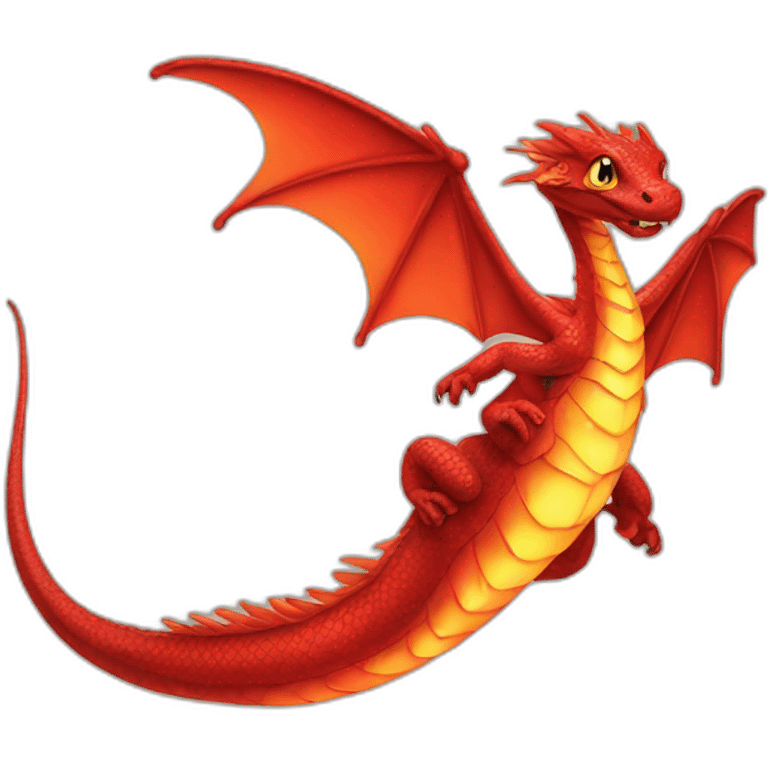 Red fire Serpant with wings emoji