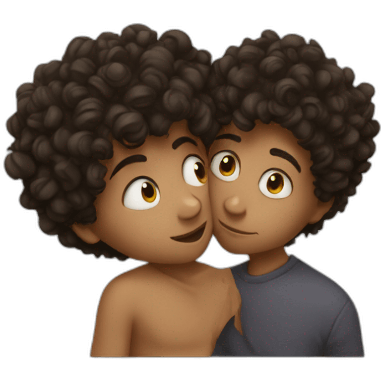 Curly boy kissing curly boy emoji