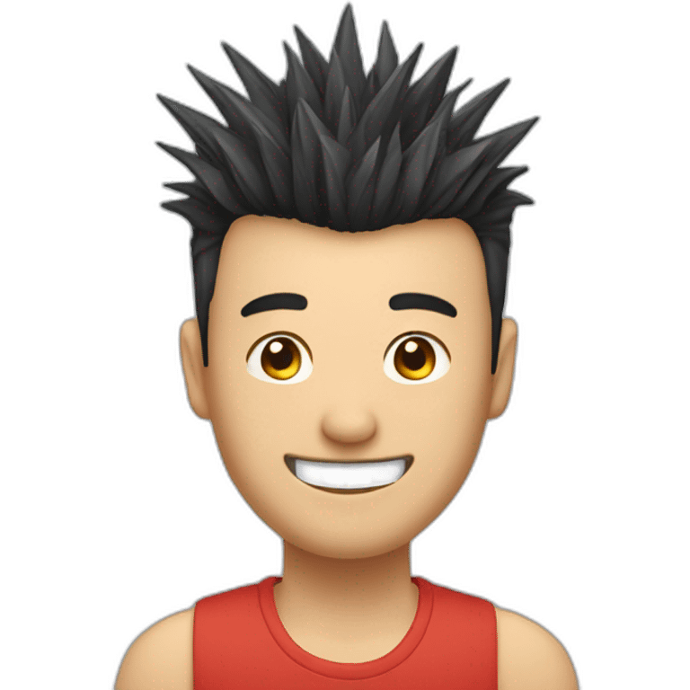 chinese man 40yo with spiky hair smile emoji